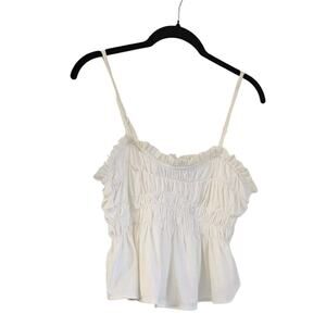 Anthropologie Sunday In Brooklyn Ivory Camisole Size XS Smocked Ruffle Straps